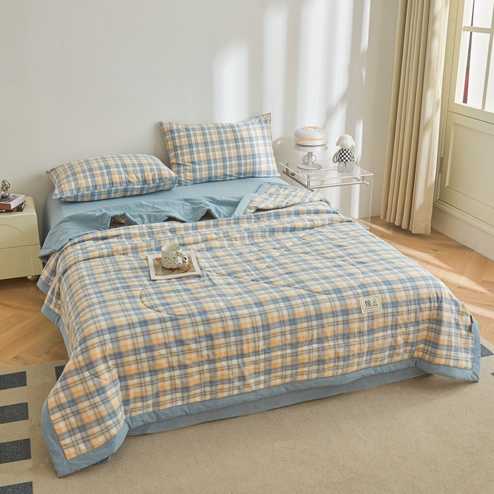 91家纺网 家纺一手货源 找家纺 爱屋及屋 2026新款无印风新疆棉花夏被夏凉被被子被芯 雅致格