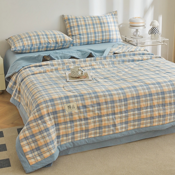 91家纺网 家纺一手货源 找家纺 爱屋及屋 2026新款无印风新疆棉花夏被夏凉被被子被芯 雅致格