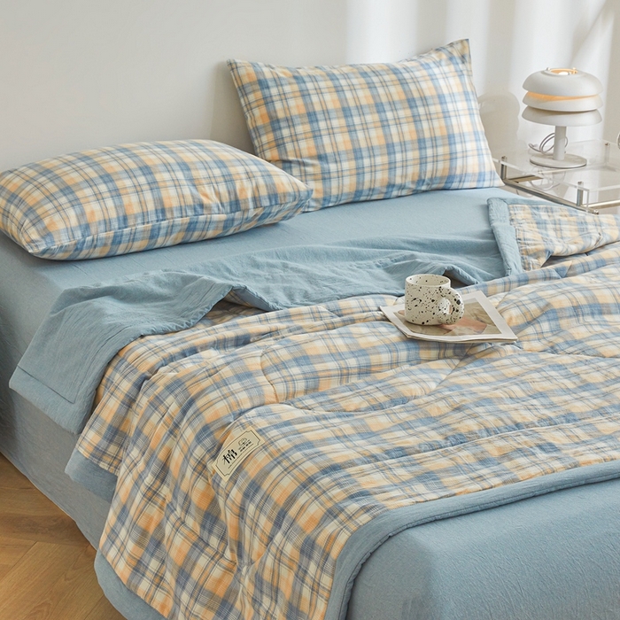 91家纺网 家纺一手货源 找家纺 爱屋及屋 2026新款无印风新疆棉花夏被夏凉被被子被芯 雅致格