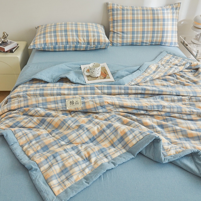 91家纺网 家纺一手货源 找家纺 爱屋及屋 2026新款无印风新疆棉花夏被夏凉被被子被芯 雅致格