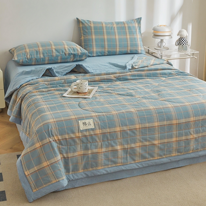 91家纺网 家纺一手货源 找家纺 爱屋及屋 2026新款无印风新疆棉花夏被夏凉被被子被芯 印象蓝