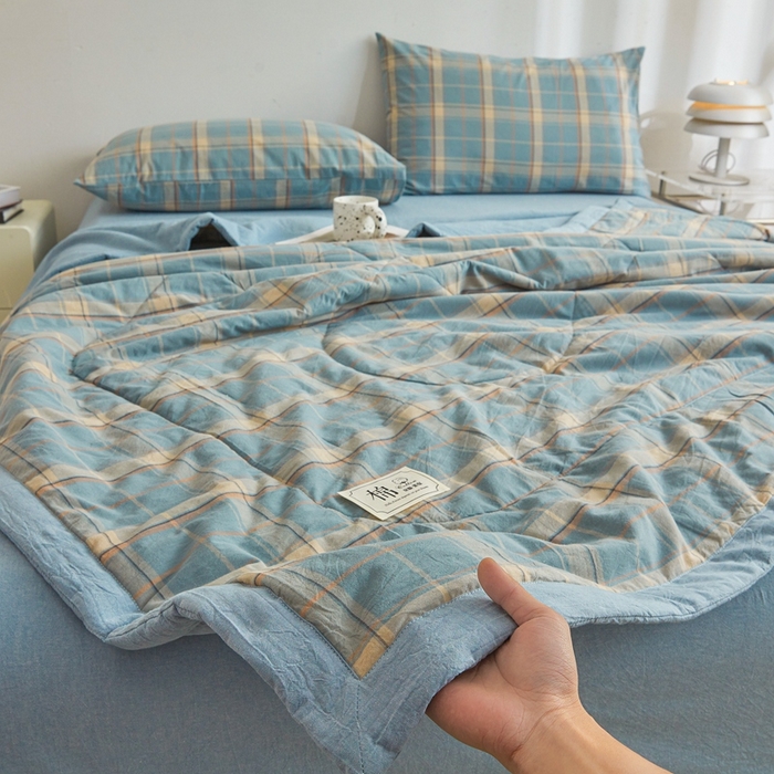 91家纺网 家纺一手货源 找家纺 爱屋及屋 2026新款无印风新疆棉花夏被夏凉被被子被芯 印象蓝