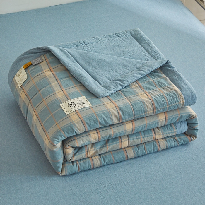 91家纺网 家纺一手货源 找家纺 爱屋及屋 2026新款无印风新疆棉花夏被夏凉被被子被芯 印象蓝