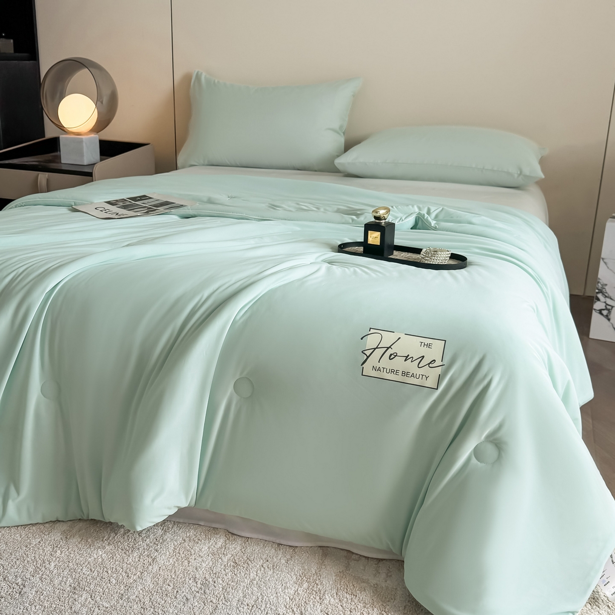 91家纺网 家纺一手货源 找家纺 遇见家居生活馆 2026新款凉感丝夏被夏凉被空调被-夏沫 夏沫-繁星蓝压花