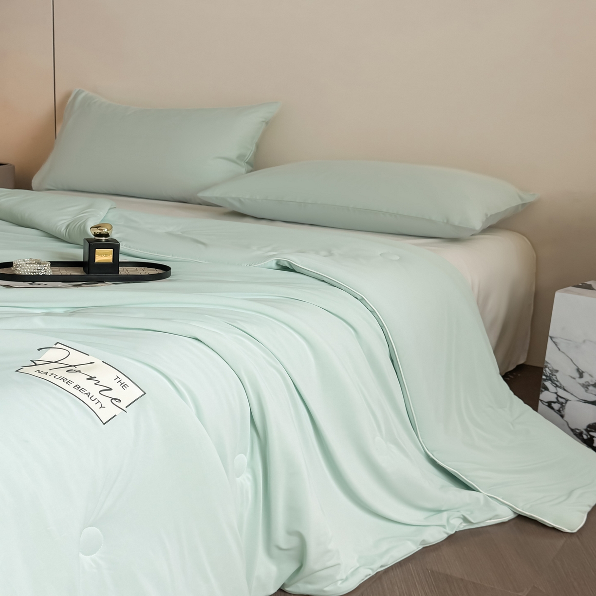 91家纺网 家纺一手货源 找家纺 遇见家居生活馆 2026新款凉感丝夏被夏凉被空调被-夏沫 夏沫-繁星蓝压花