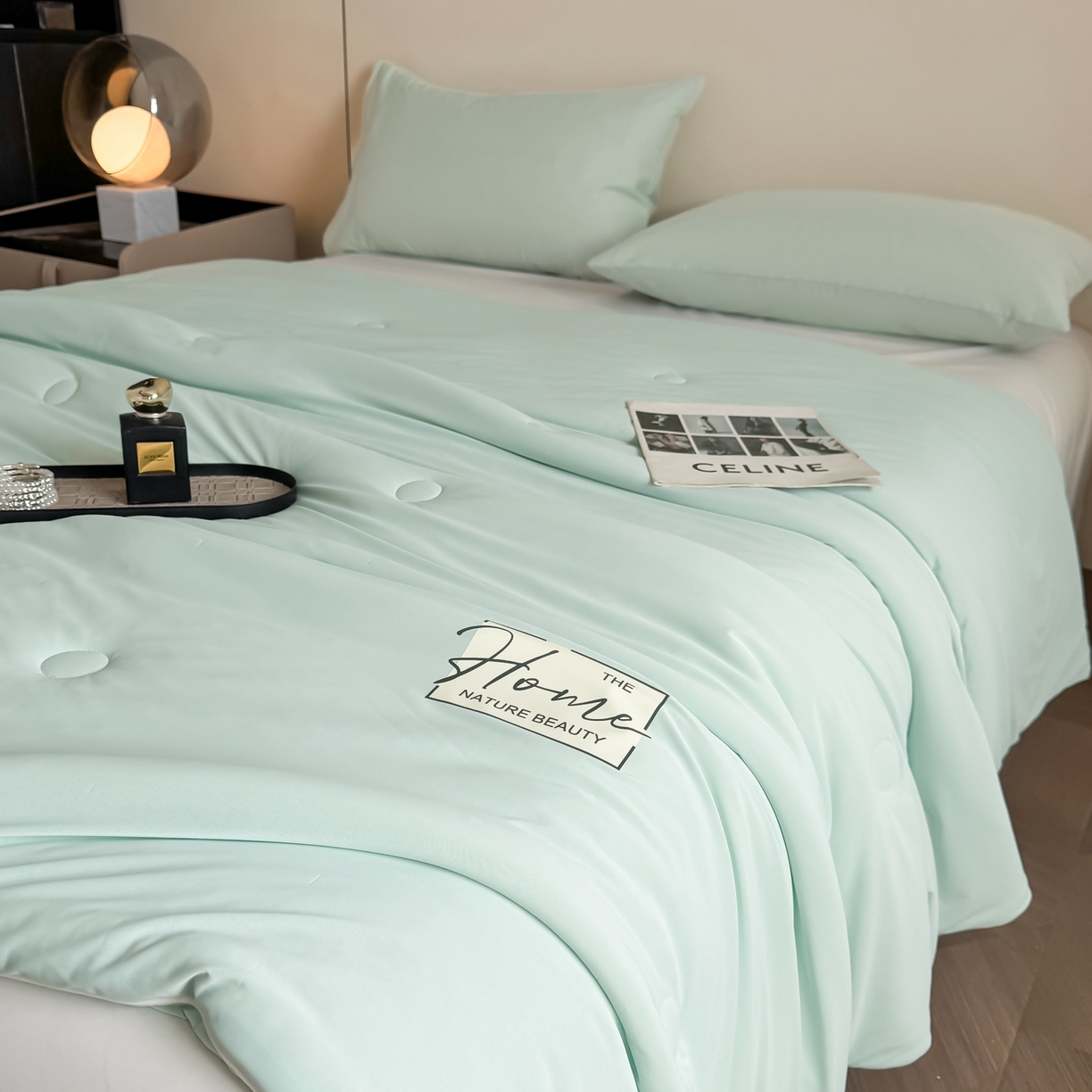 91家纺网 家纺一手货源 找家纺 遇见家居生活馆 2026新款凉感丝夏被夏凉被空调被-夏沫 夏沫-繁星蓝压花