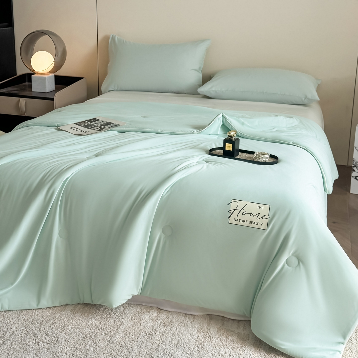 91家纺网 家纺一手货源 找家纺 遇见家居生活馆 2026新款凉感丝夏被夏凉被空调被-夏沫 夏沫-繁星蓝压花