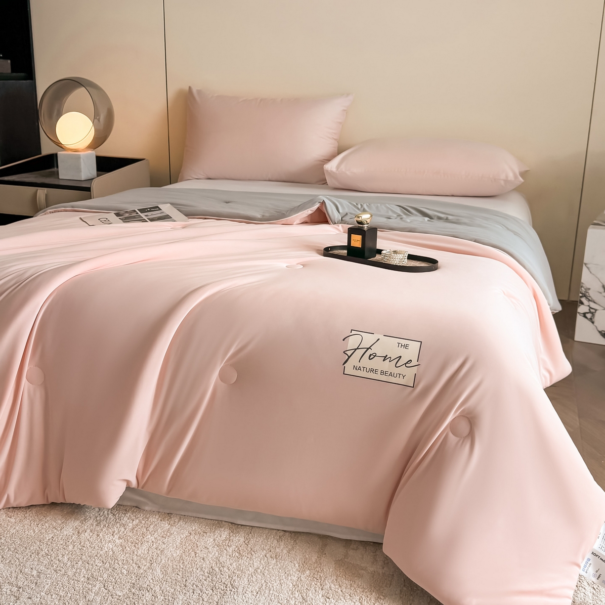 91家纺网 家纺一手货源 找家纺 遇见家居生活馆 2026新款凉感丝夏被夏凉被空调被-夏沫 夏沫-嫩粉压花