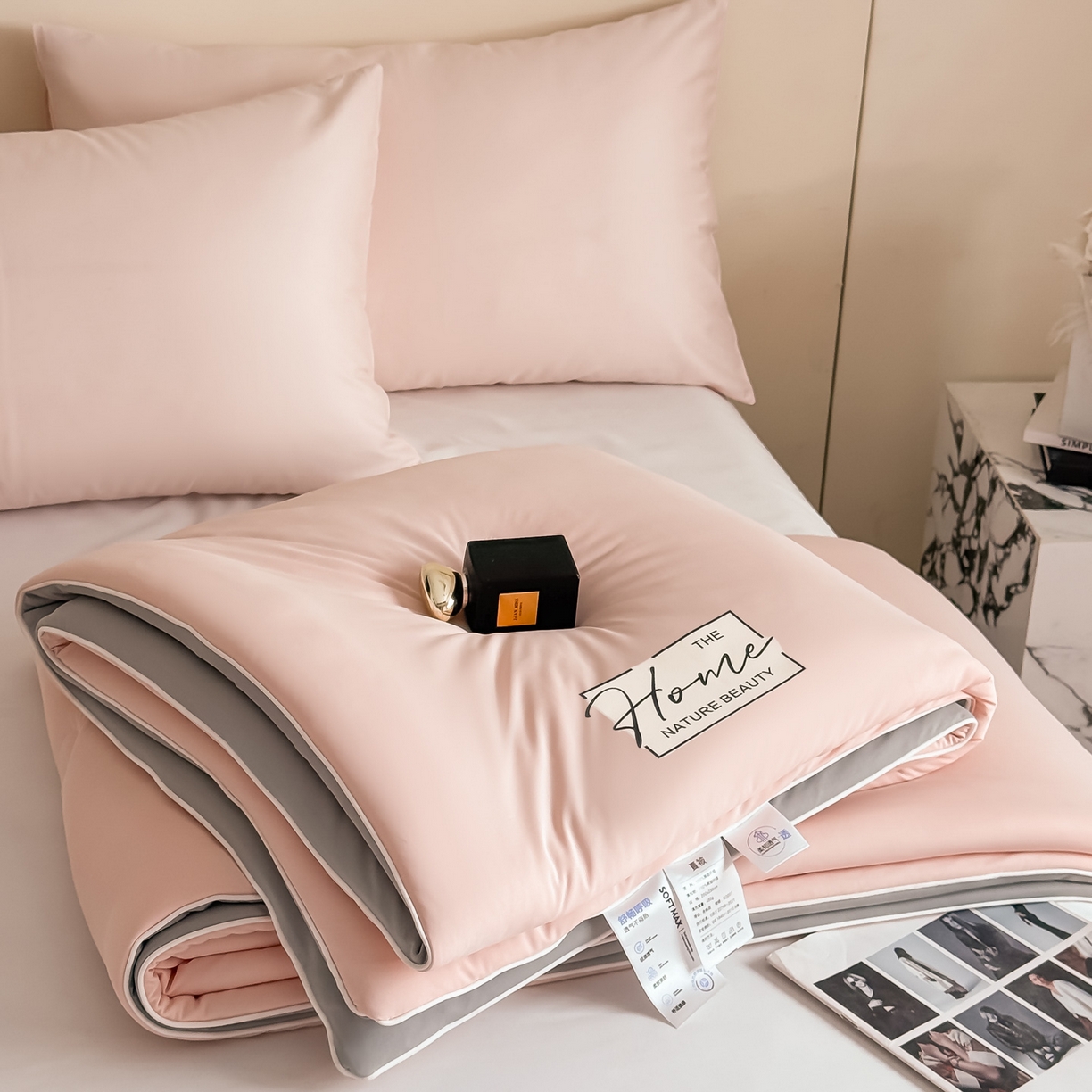 91家纺网 家纺一手货源 找家纺 遇见家居生活馆 2026新款凉感丝夏被夏凉被空调被-夏沫 夏沫-嫩粉压花