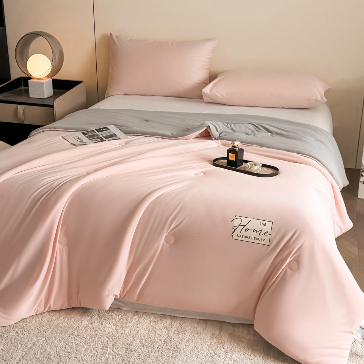 91家纺网 家纺一手货源 找家纺 遇见家居生活馆 2026新款凉感丝夏被夏凉被空调被-夏沫 夏沫-嫩粉压花