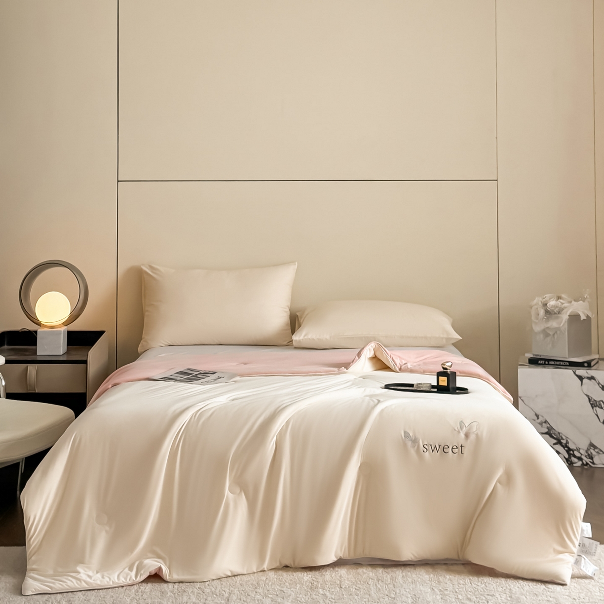 遇见家居生活馆 2026新款凉感丝夏被夏凉被空调被-夏沫 夏沫-香槟蝴蝶