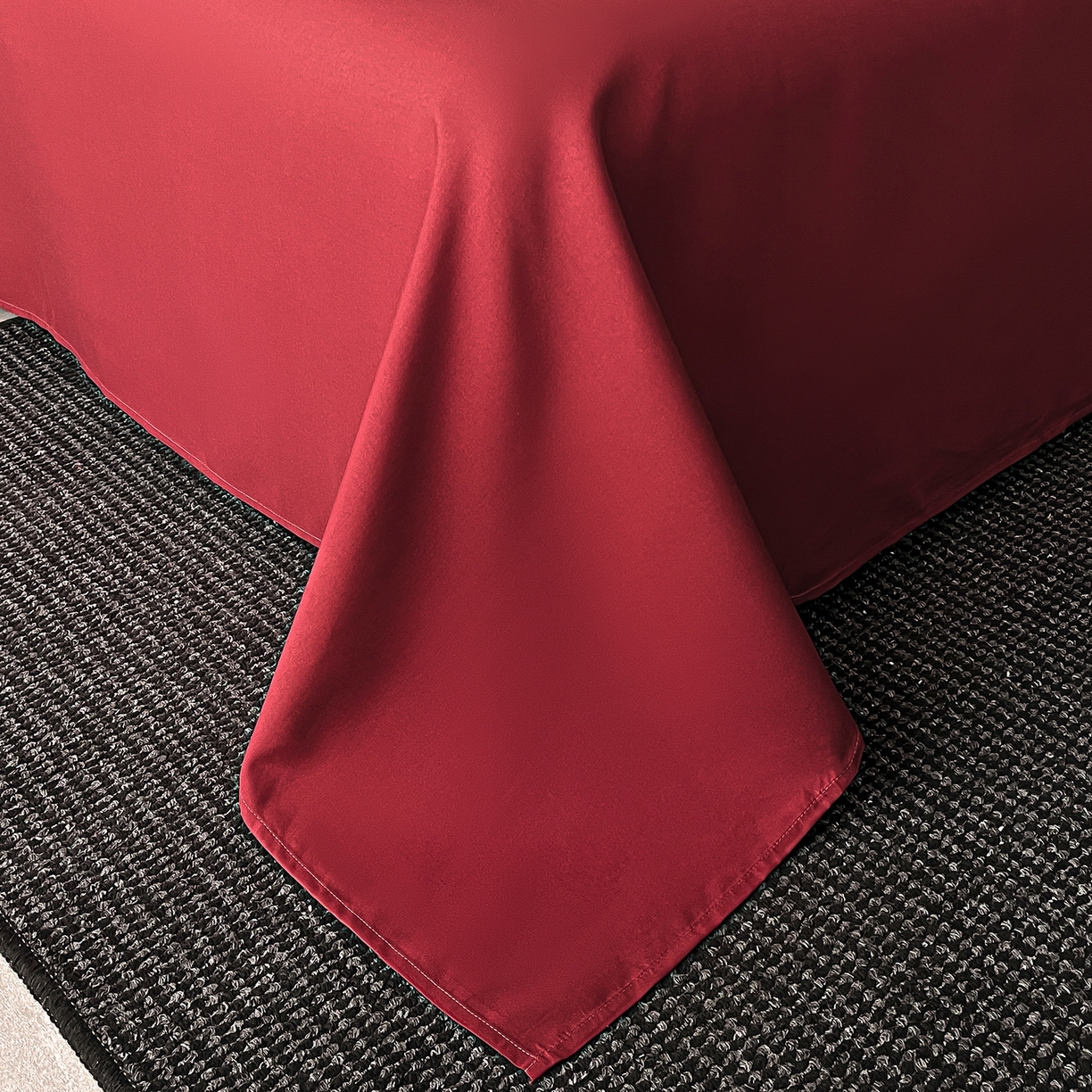 91家纺网 家纺一手货源 找家纺 置顶家纺 2026新款栀夏银杏叶亲肤提花刺绣四件套 栀夏-酒红