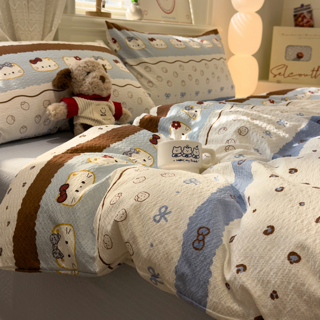 （总）老K (原美阁） 2026新款费尔岛泡芙棉四件套简约款单被套四件套