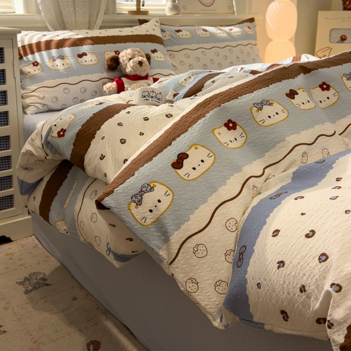 91家纺网 家纺一手货源 找家纺 （总）老K (原美阁） 2026新款费尔岛泡芙棉四件套简约款单被套四件套