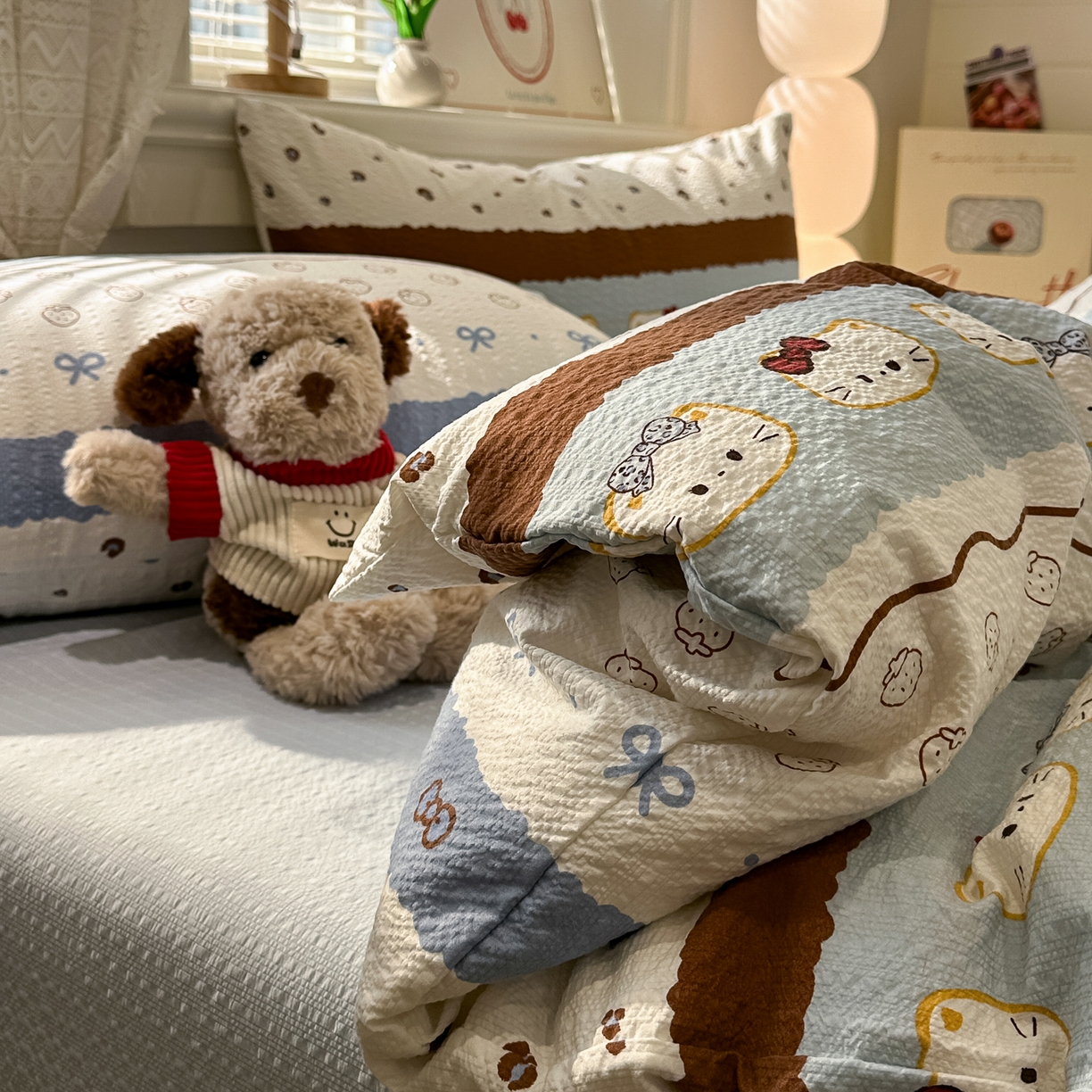 91家纺网 家纺一手货源 找家纺 （总）老K (原美阁） 2026新款费尔岛泡芙棉四件套简约款单被套四件套