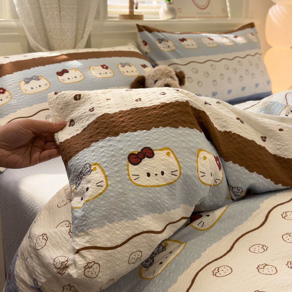 91家纺网 家纺一手货源 找家纺 老K (原美阁） 2026新款费尔岛泡芙棉四件套简约款单被套四件套 凯特日记