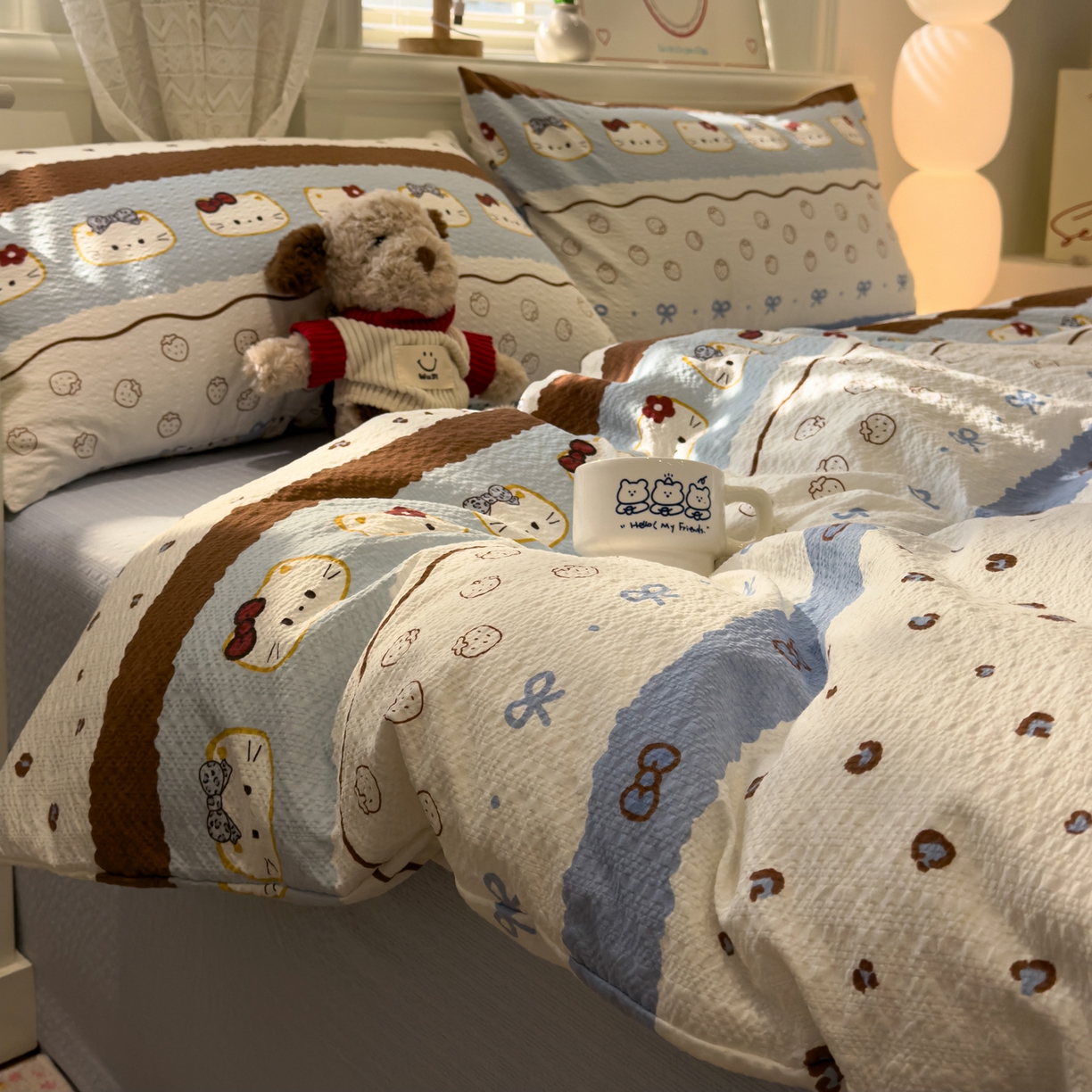 91家纺网 家纺一手货源 找家纺 老K (原美阁） 2026新款费尔岛泡芙棉四件套简约款单被套四件套 凯特日记