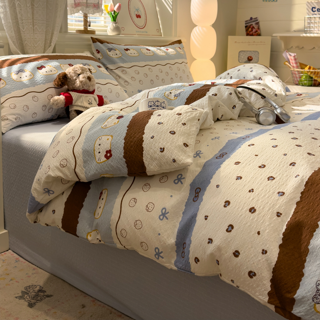 91家纺网 家纺一手货源 找家纺 老K (原美阁） 2026新款费尔岛泡芙棉四件套简约款单被套四件套 凯特日记