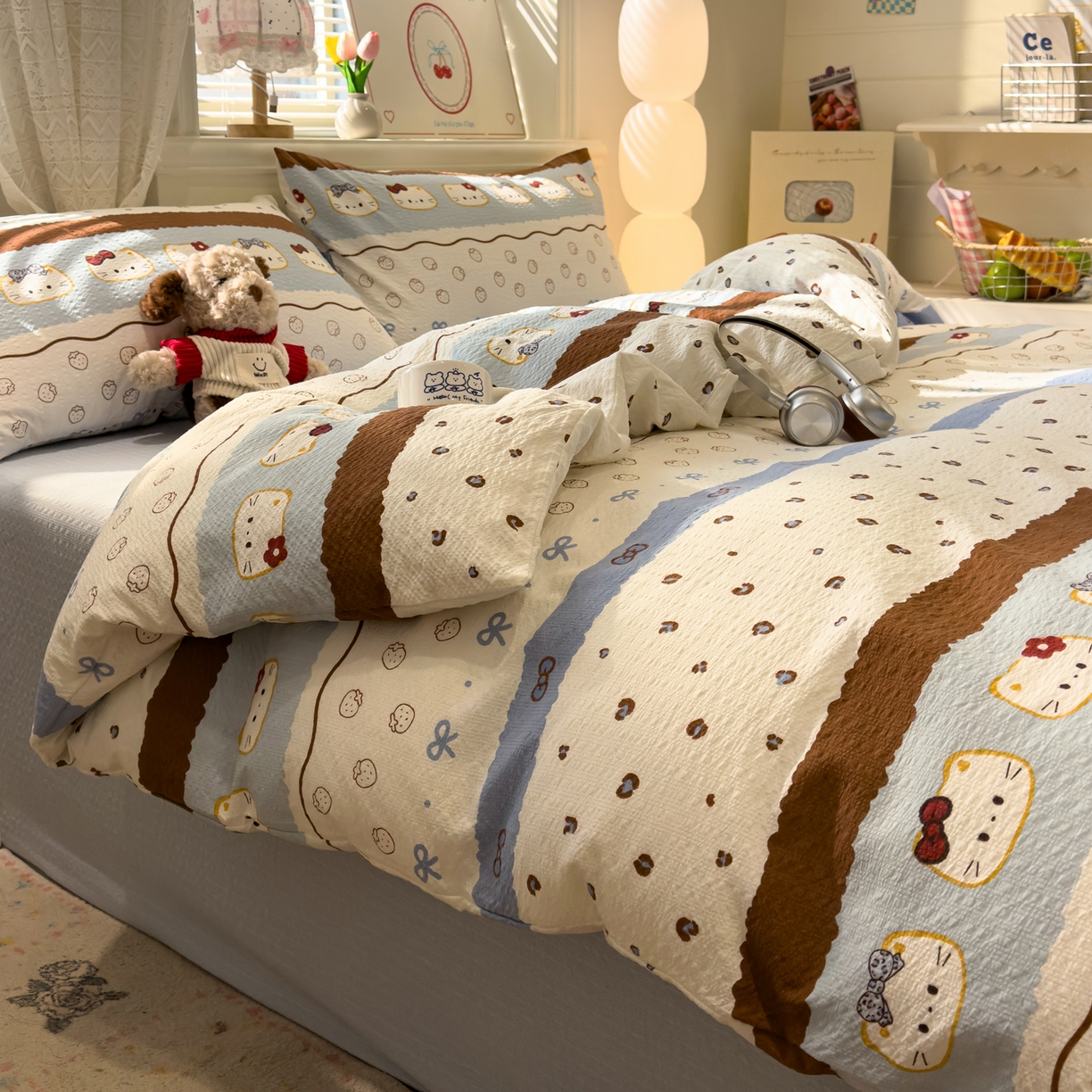 91家纺网 家纺一手货源 找家纺 老K (原美阁） 2026新款费尔岛泡芙棉四件套简约款单被套四件套 凯特日记