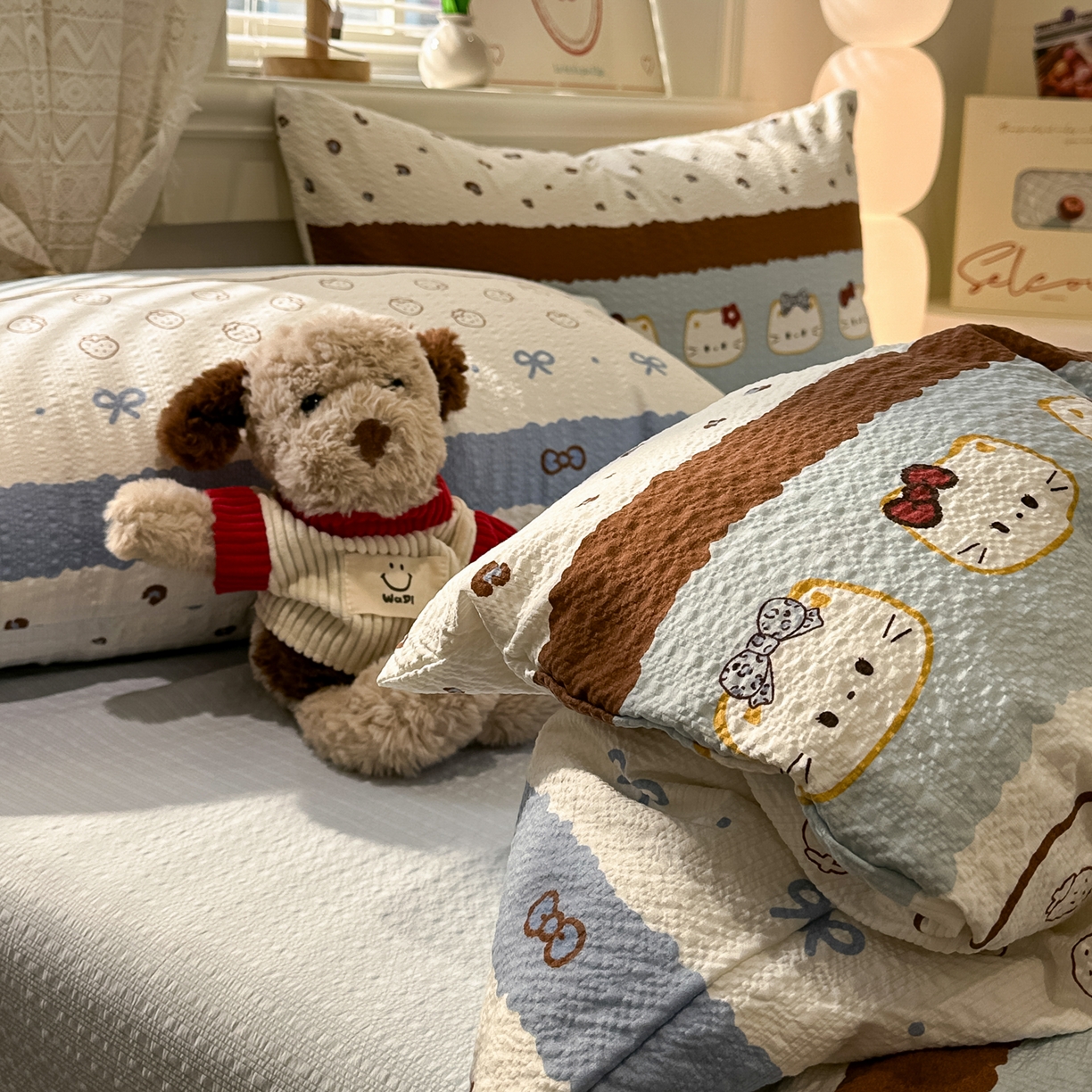 91家纺网 家纺一手货源 找家纺 老K (原美阁） 2026新款费尔岛泡芙棉四件套简约款单被套四件套 凯特日记