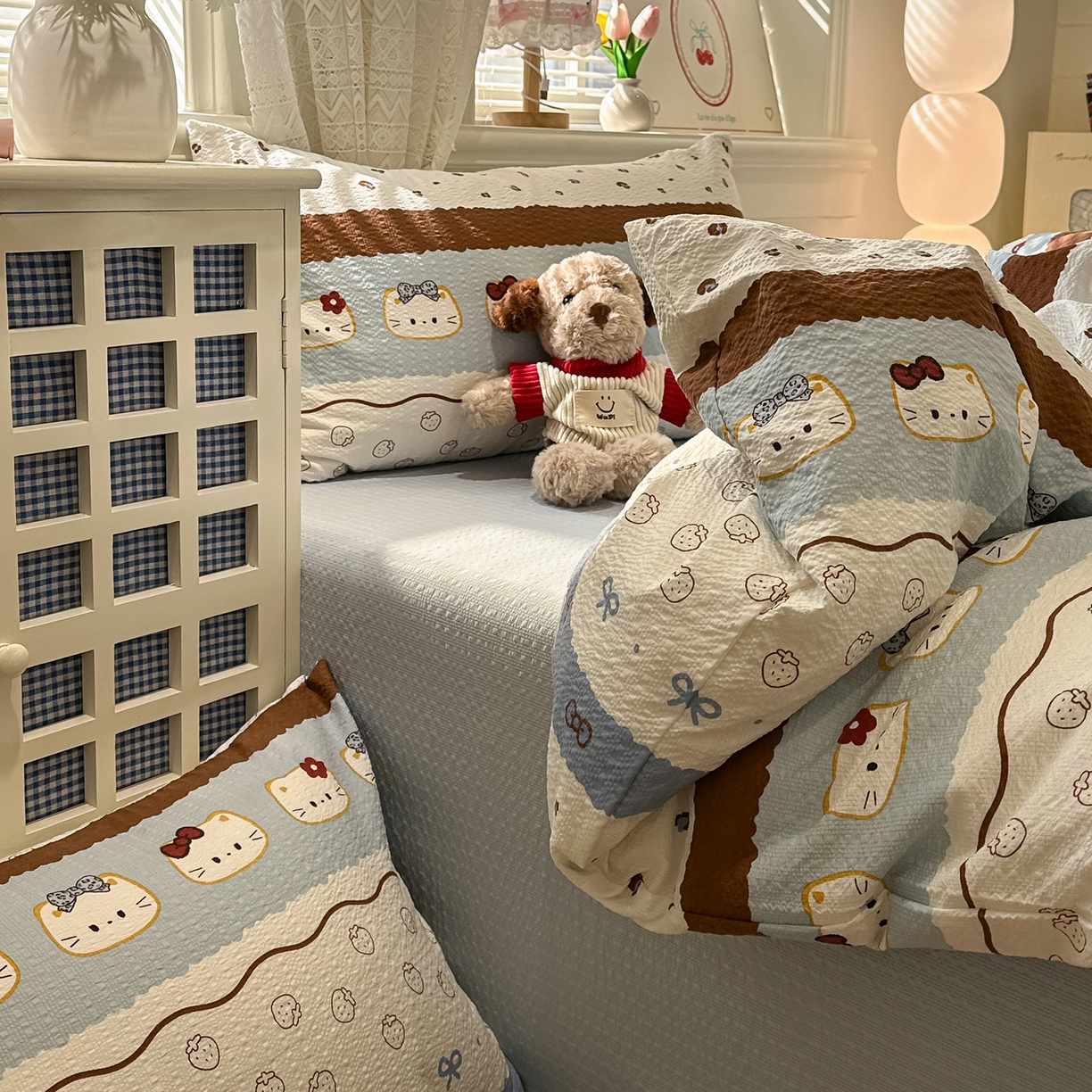 91家纺网 家纺一手货源 找家纺 老K (原美阁） 2026新款费尔岛泡芙棉四件套简约款单被套四件套 凯特日记