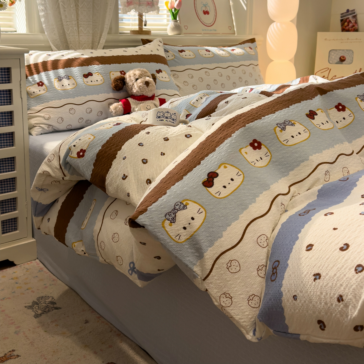 91家纺网 家纺一手货源 找家纺 老K (原美阁） 2026新款费尔岛泡芙棉四件套简约款单被套四件套 凯特日记