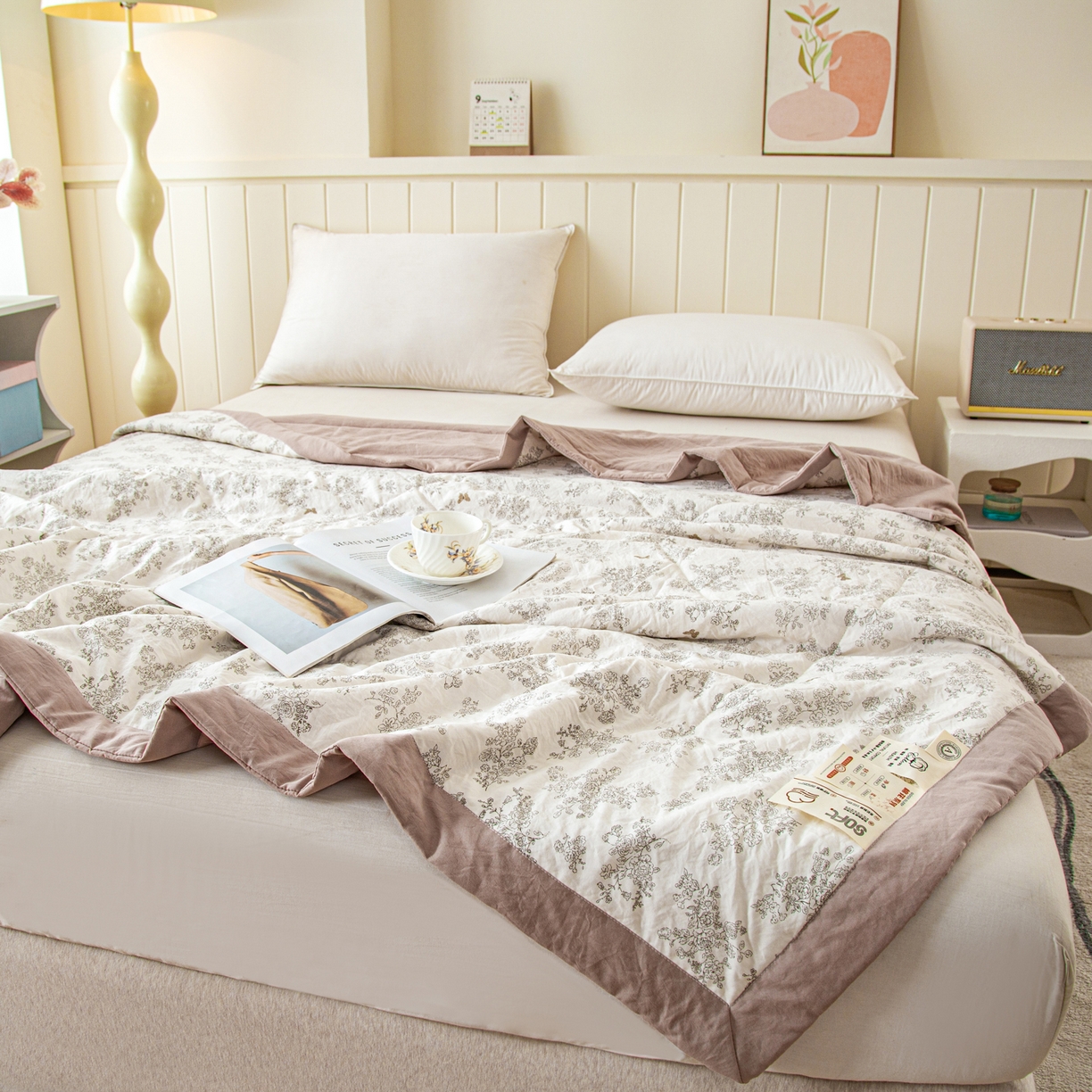 91家纺网 家纺一手货源 找家纺 美之润家纺 2026新款棉花新疆棉花被印花夏被学生单人宿舍夏被 素秋