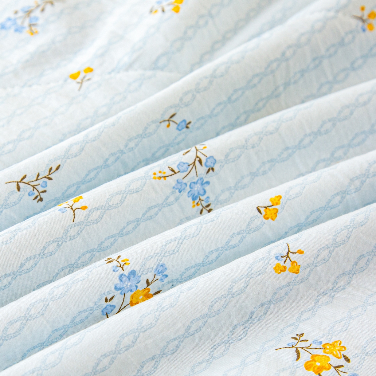 91家纺网 家纺一手货源 找家纺 美之润家纺 2026新款棉花新疆棉花被印花夏被学生单人宿舍夏被 浅蓝碎花