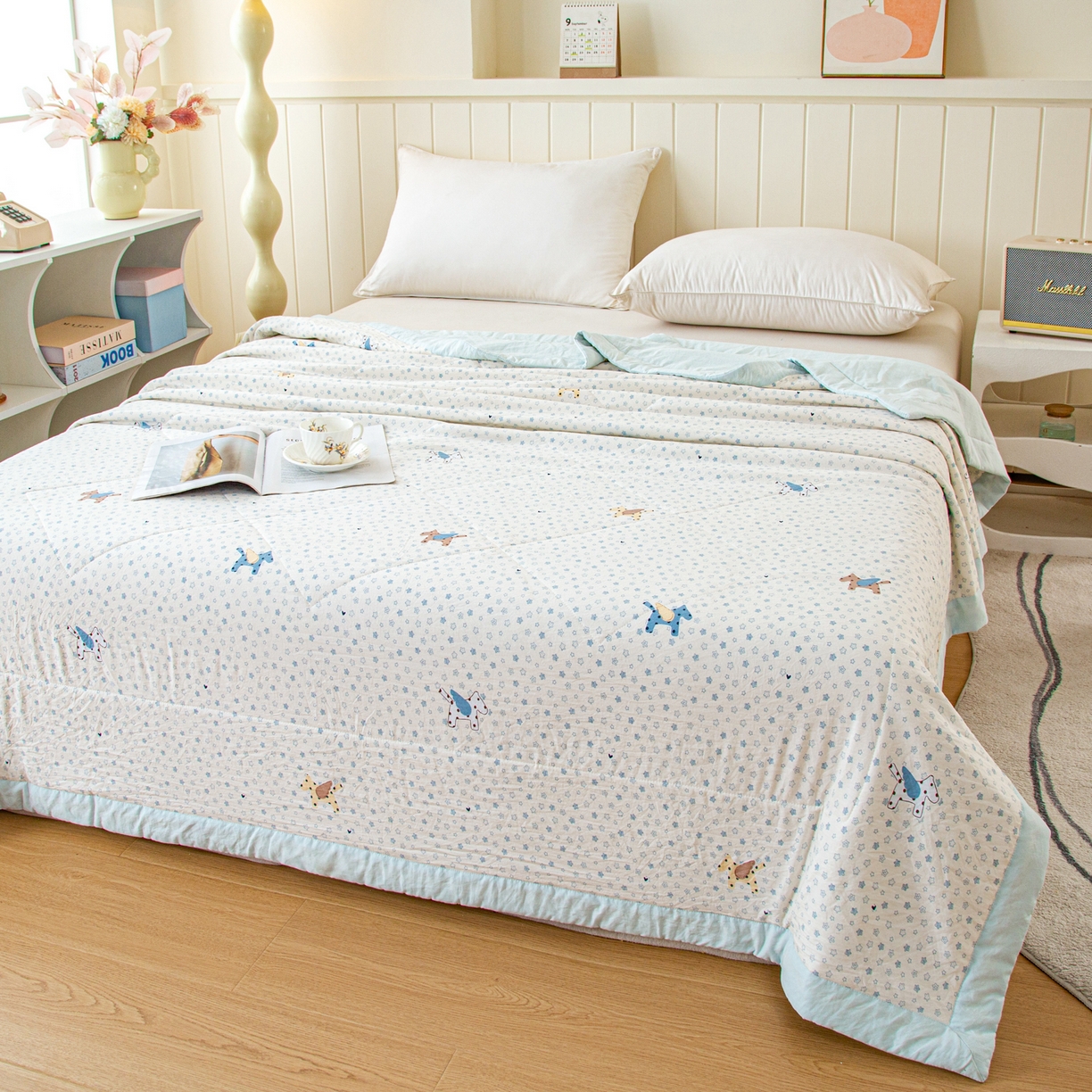 91家纺网 家纺一手货源 找家纺 美之润家纺 2026新款棉花新疆棉花被印花夏被学生单人宿舍夏被 星马漫语