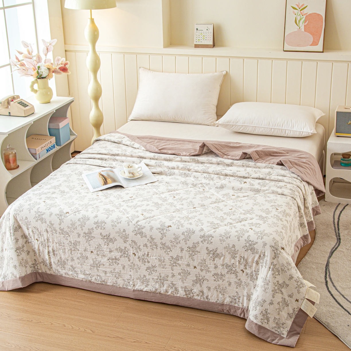 91家纺网 家纺一手货源 找家纺 美之润家纺 2026新款棉花新疆棉花被印花夏被学生单人宿舍夏被 素秋