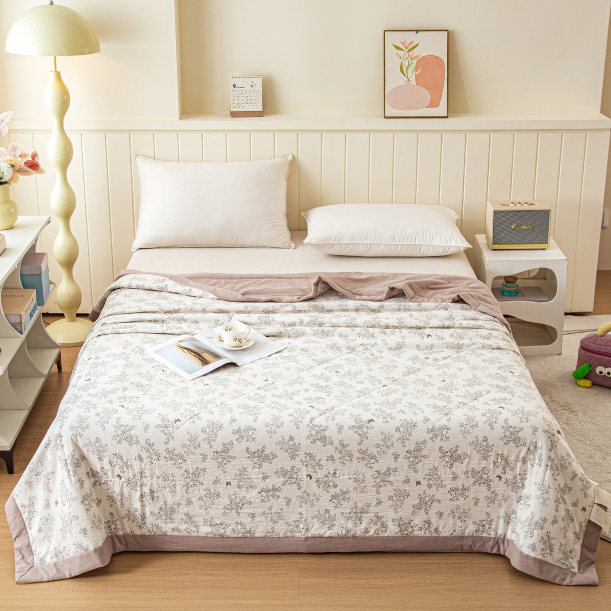 91家纺网 家纺一手货源 找家纺 美之润家纺 2026新款棉花新疆棉花被印花夏被学生单人宿舍夏被 素秋