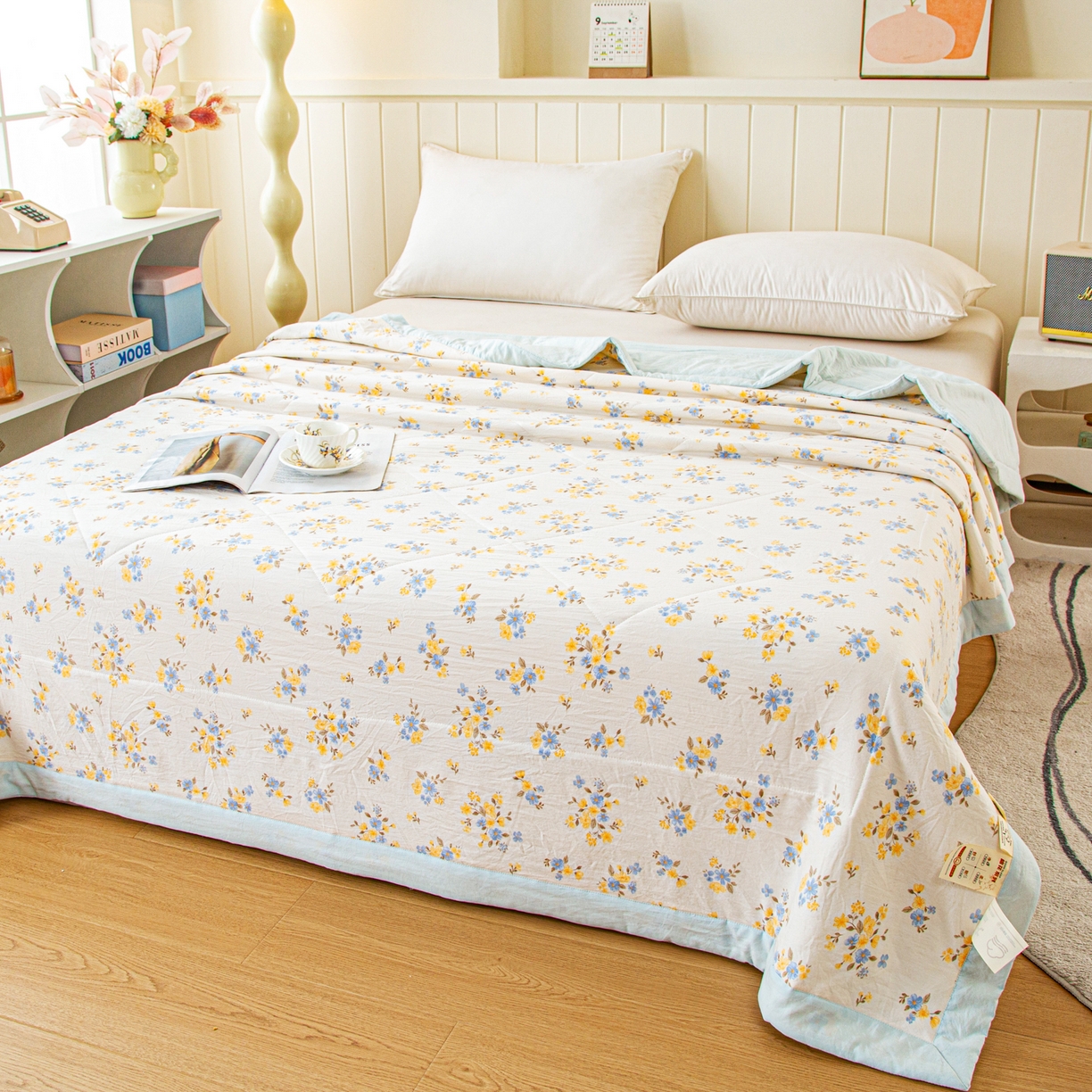 91家纺网 家纺一手货源 找家纺 美之润家纺 2026新款棉花新疆棉花被印花夏被学生单人宿舍夏被 夏梦碎花