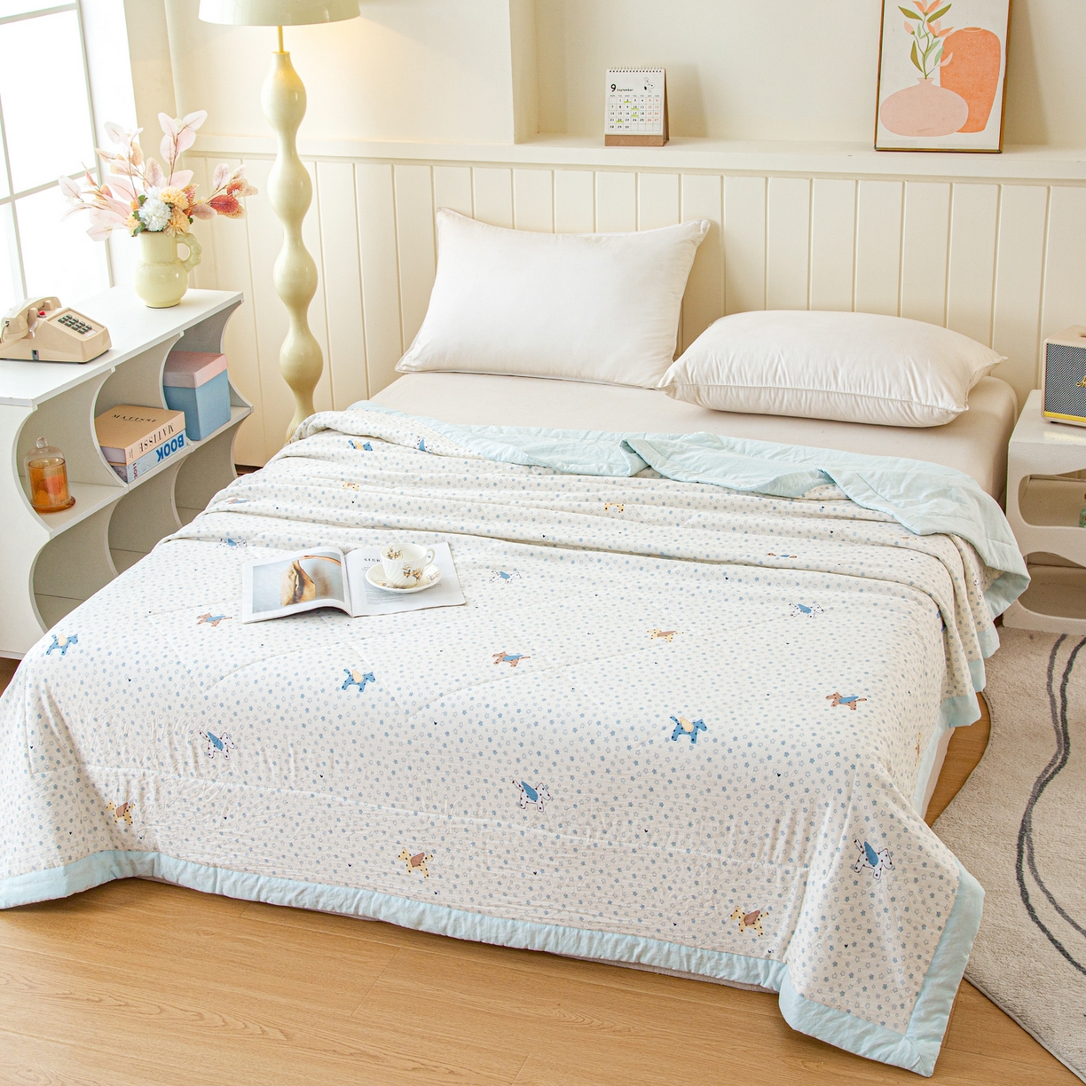 91家纺网 家纺一手货源 找家纺 美之润家纺 2026新款棉花新疆棉花被印花夏被学生单人宿舍夏被 星马漫语