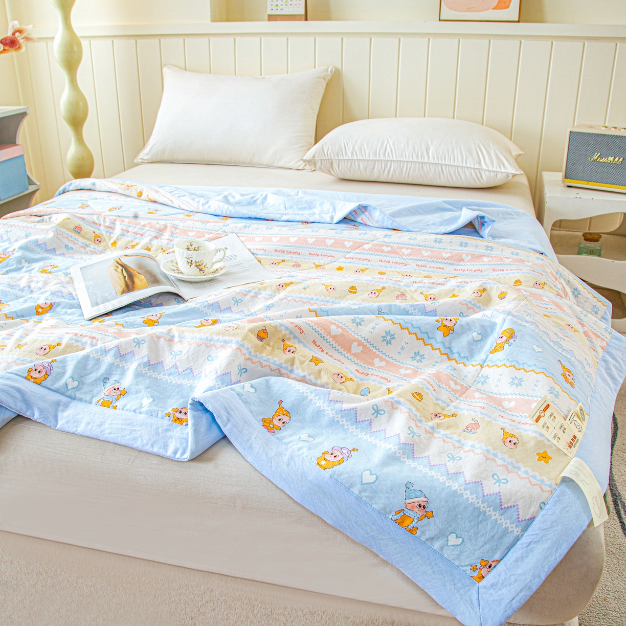 91家纺网 家纺一手货源 找家纺 美之润家纺 2026新款棉花新疆棉花被印花夏被学生单人宿舍夏被 童话梦境