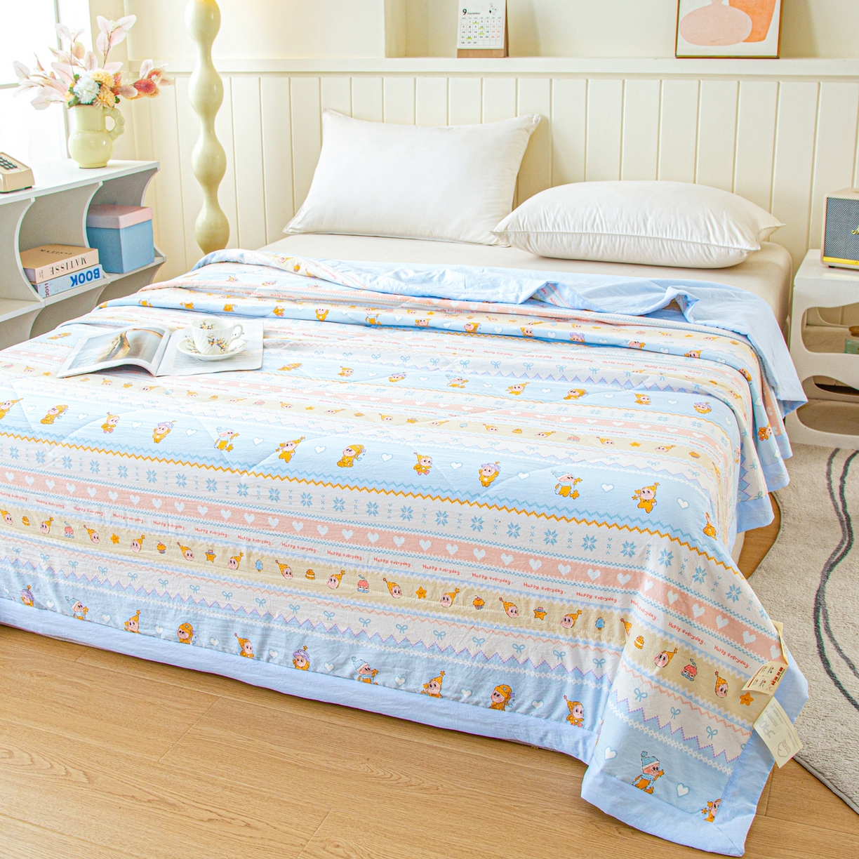 91家纺网 家纺一手货源 找家纺 美之润家纺 2026新款棉花新疆棉花被印花夏被学生单人宿舍夏被 童话梦境