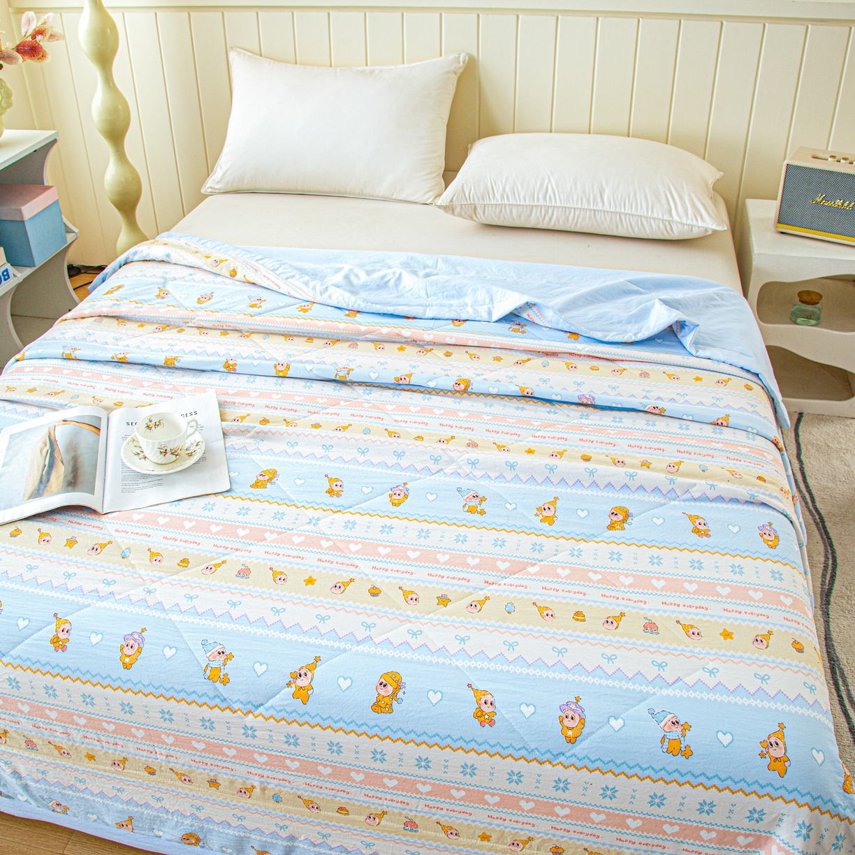 91家纺网 家纺一手货源 找家纺 美之润家纺 2026新款棉花新疆棉花被印花夏被学生单人宿舍夏被 童话梦境