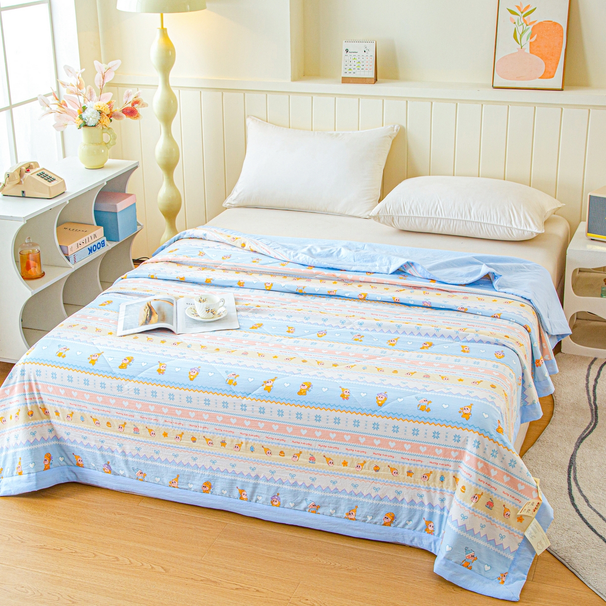 91家纺网 家纺一手货源 找家纺 美之润家纺 2026新款棉花新疆棉花被印花夏被学生单人宿舍夏被 童话梦境