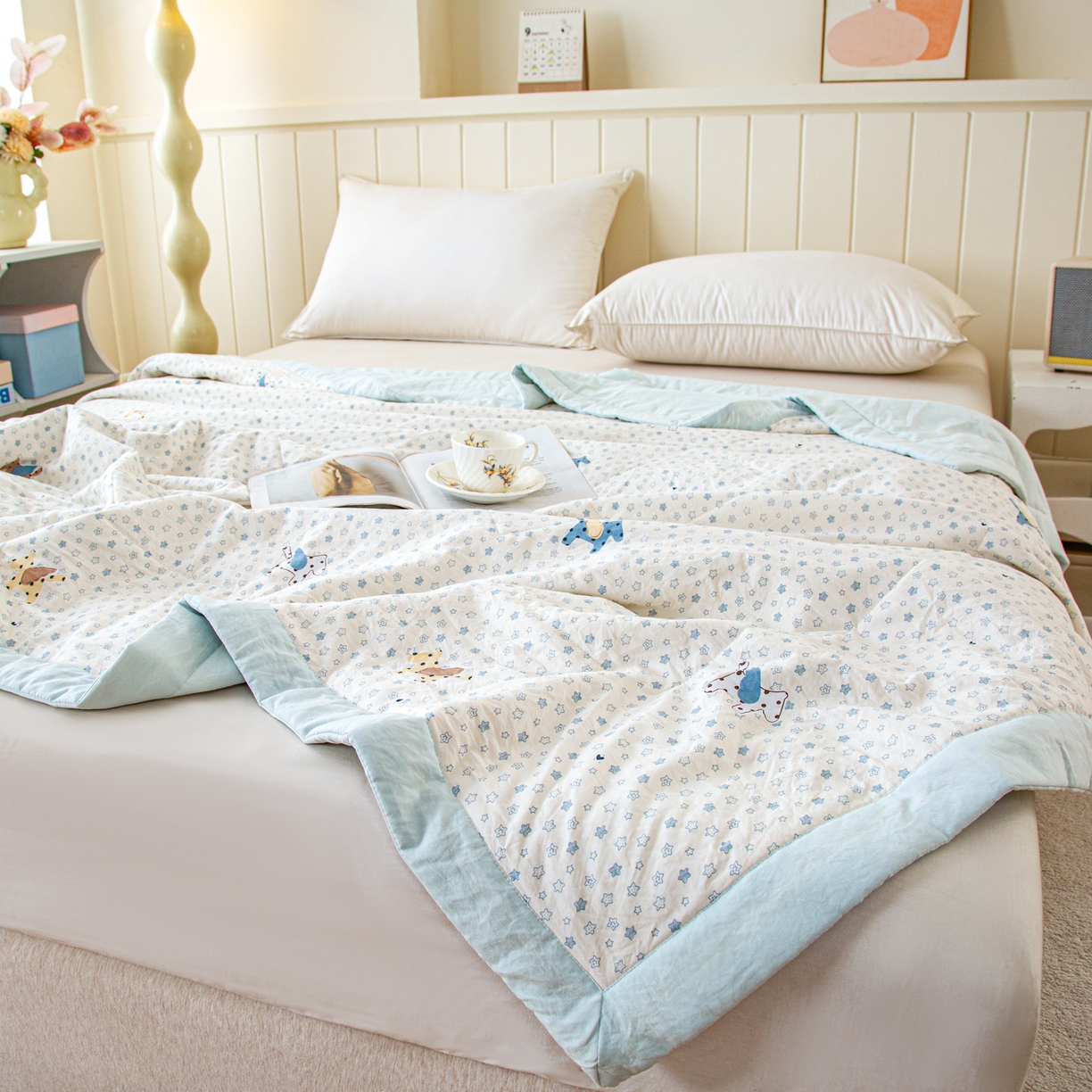 91家纺网 家纺一手货源 找家纺 美之润家纺 2026新款棉花新疆棉花被印花夏被学生单人宿舍夏被 星马漫语