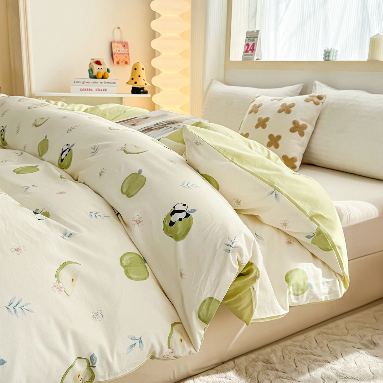 91家纺网 家纺一手货源 找家纺 小蓝孩家纺 2026新款12868全棉印花单被套(联系商家可打折，尺寸可定制) 果味小森林