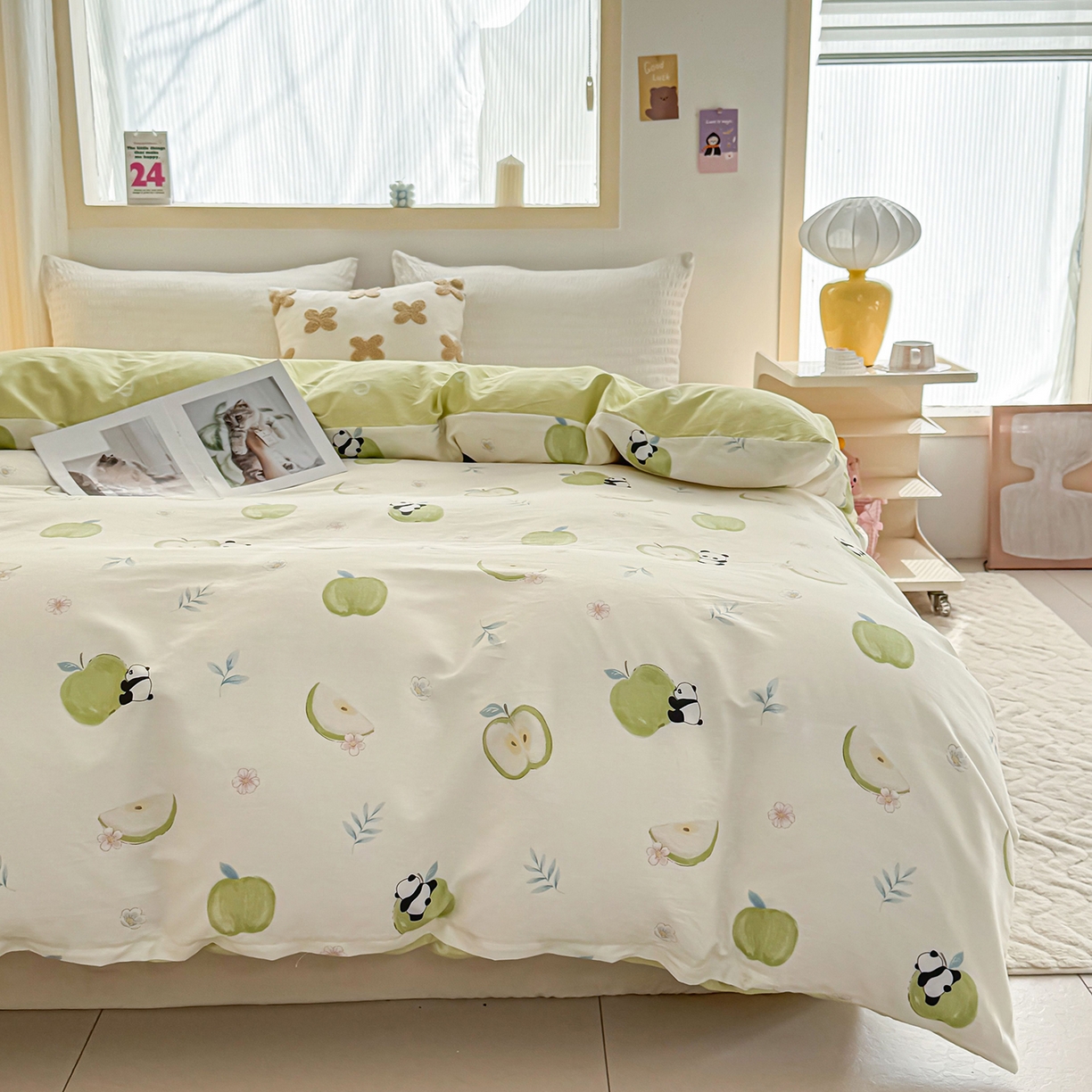 91家纺网 家纺一手货源 找家纺 小蓝孩家纺 2026新款12868全棉印花单被套(联系商家可打折，尺寸可定制) 果味小森林