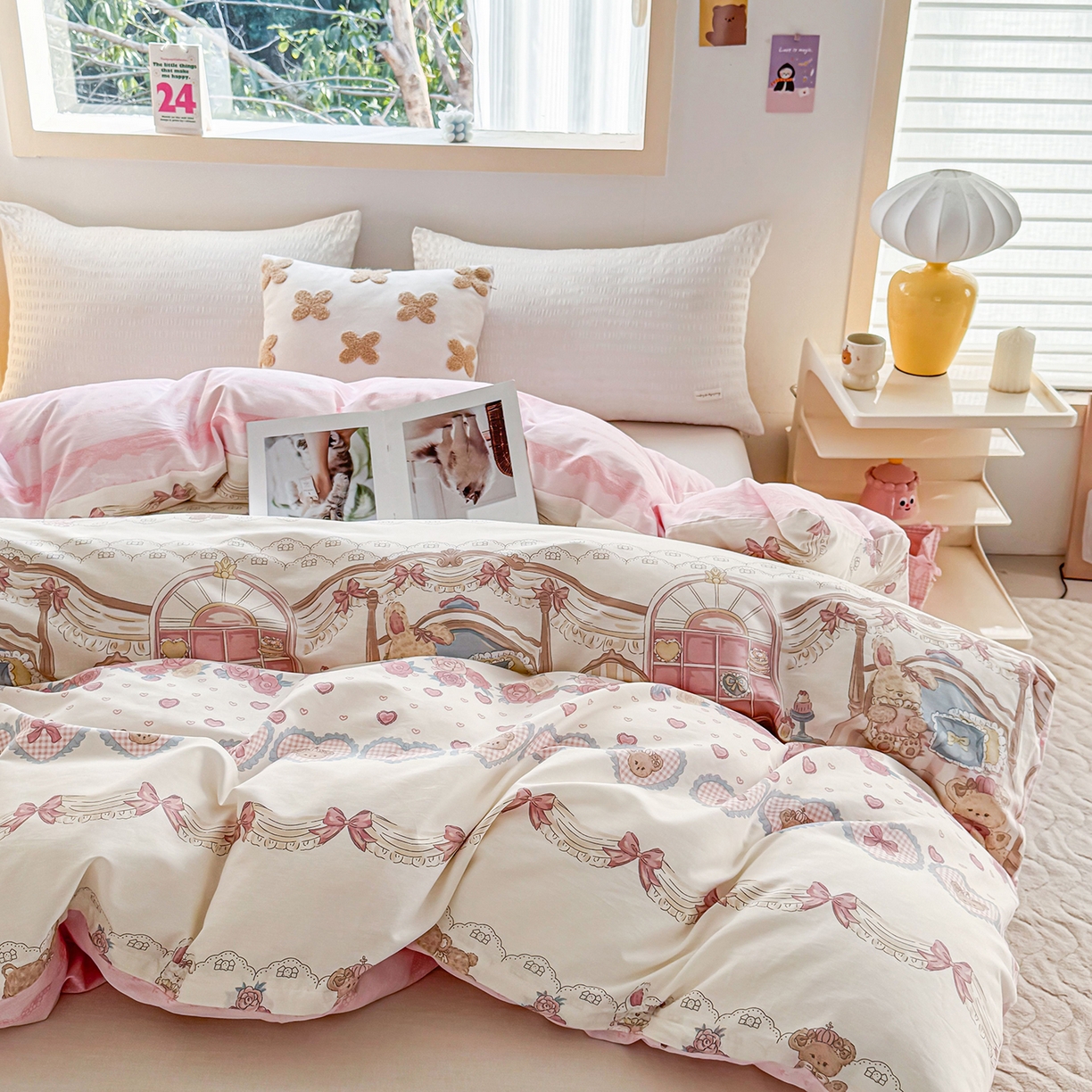 91家纺网 家纺一手货源 找家纺 小蓝孩家纺 2026新款12868全棉印花单被套(联系商家可打折，尺寸可定制) 安缦小熊