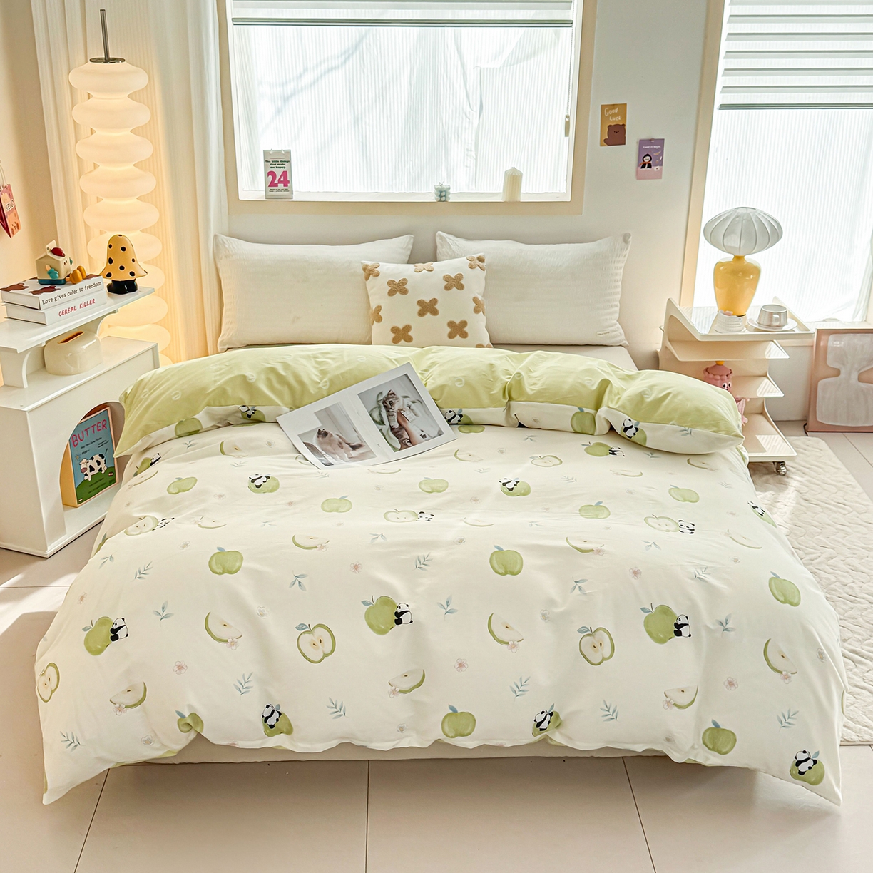 91家纺网 家纺一手货源 找家纺 小蓝孩家纺 2026新款12868全棉印花单被套(联系商家可打折，尺寸可定制) 果味小森林