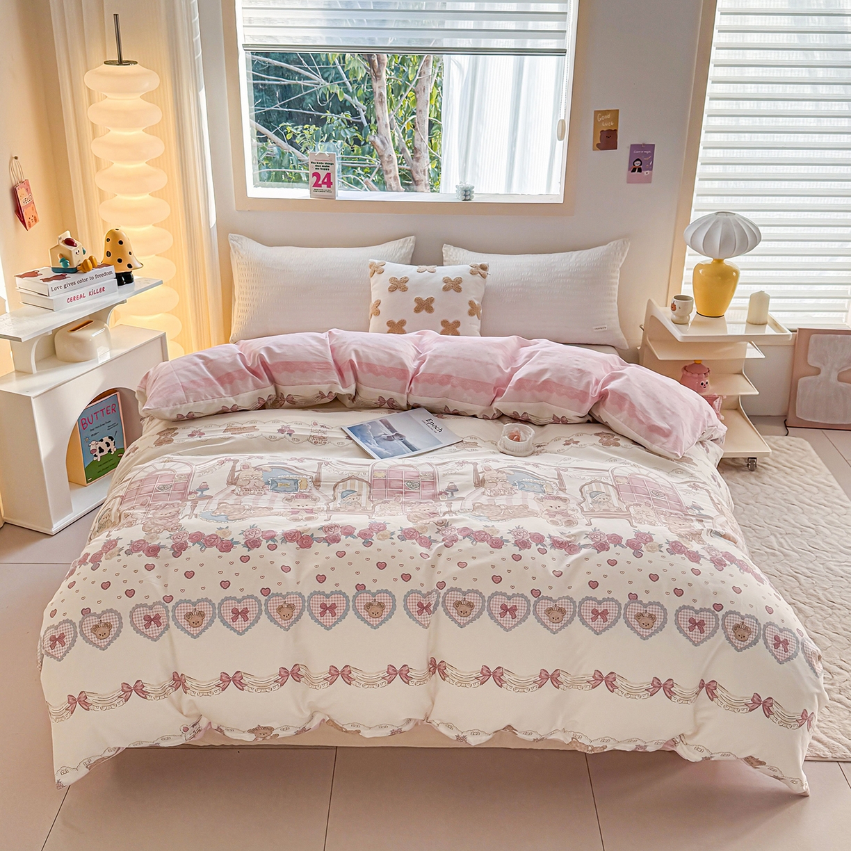 91家纺网 家纺一手货源 找家纺 小蓝孩家纺 2026新款12868全棉印花单被套(联系商家可打折，尺寸可定制) 安缦小熊