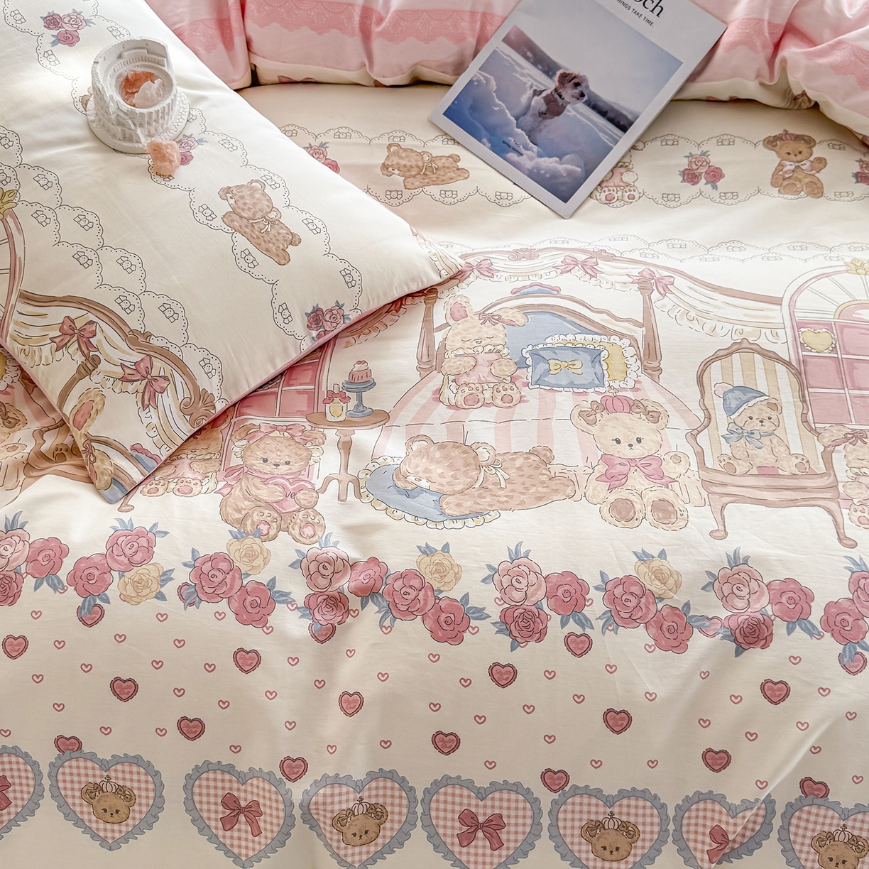 91家纺网 家纺一手货源 找家纺 小蓝孩家纺 2026新款12868全棉印花单被套(联系商家可打折，尺寸可定制) 安缦小熊