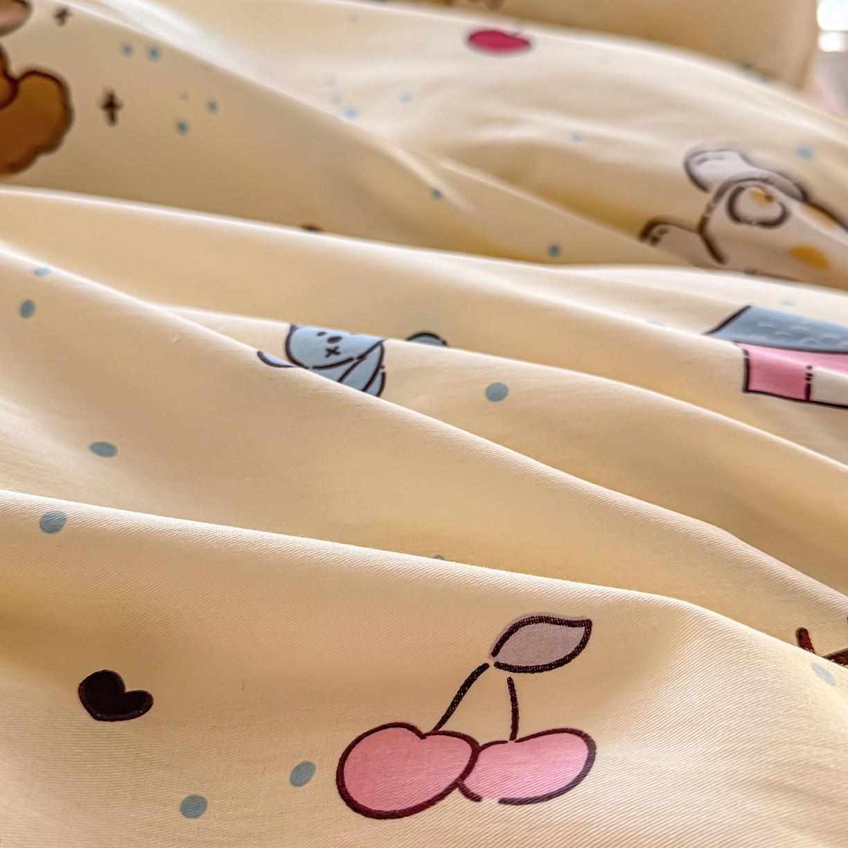 91家纺网 家纺一手货源 找家纺 小蓝孩家纺 2026新款12868全棉印花单被套(联系商家可打折，尺寸可定制) 可爱颂