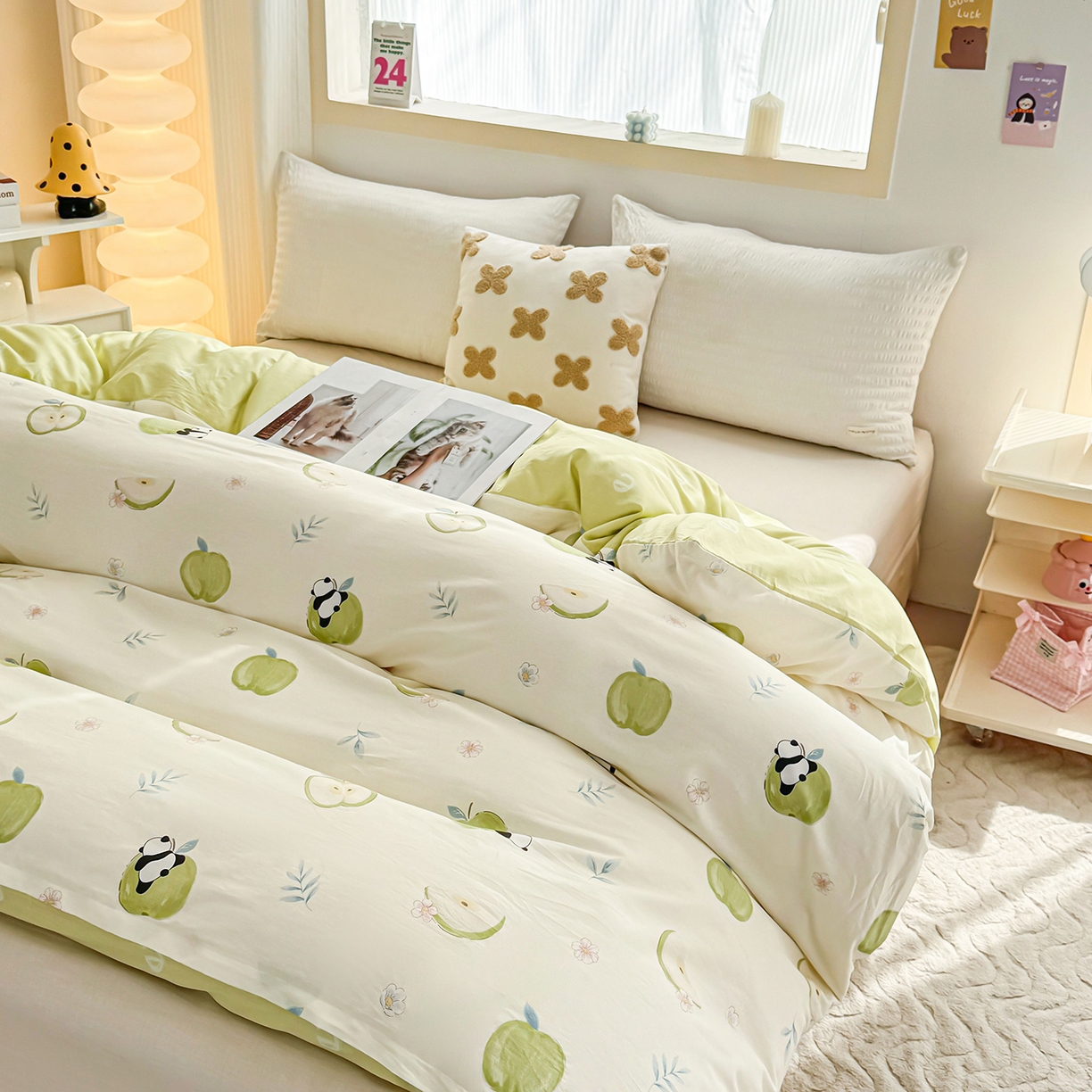 91家纺网 家纺一手货源 找家纺 小蓝孩家纺 2026新款12868全棉印花单被套(联系商家可打折，尺寸可定制) 果味小森林