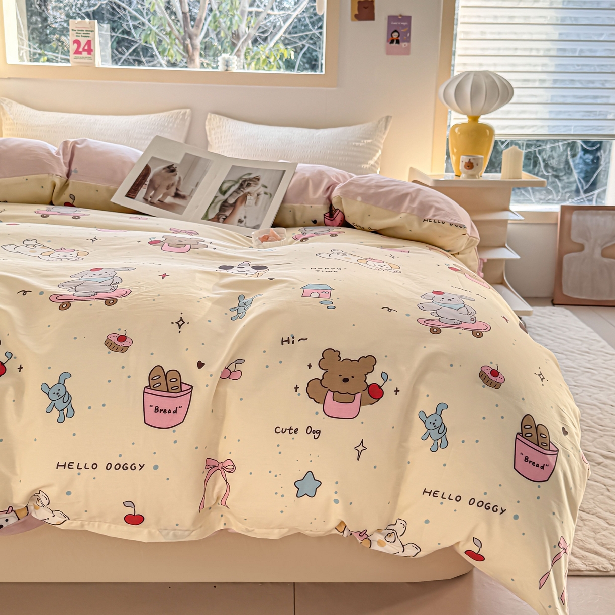 91家纺网 家纺一手货源 找家纺 小蓝孩家纺 2026新款12868全棉印花单被套(联系商家可打折，尺寸可定制) 可爱颂