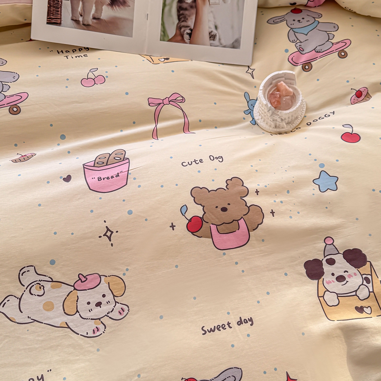 91家纺网 家纺一手货源 找家纺 小蓝孩家纺 2026新款12868全棉印花单被套(联系商家可打折，尺寸可定制) 可爱颂