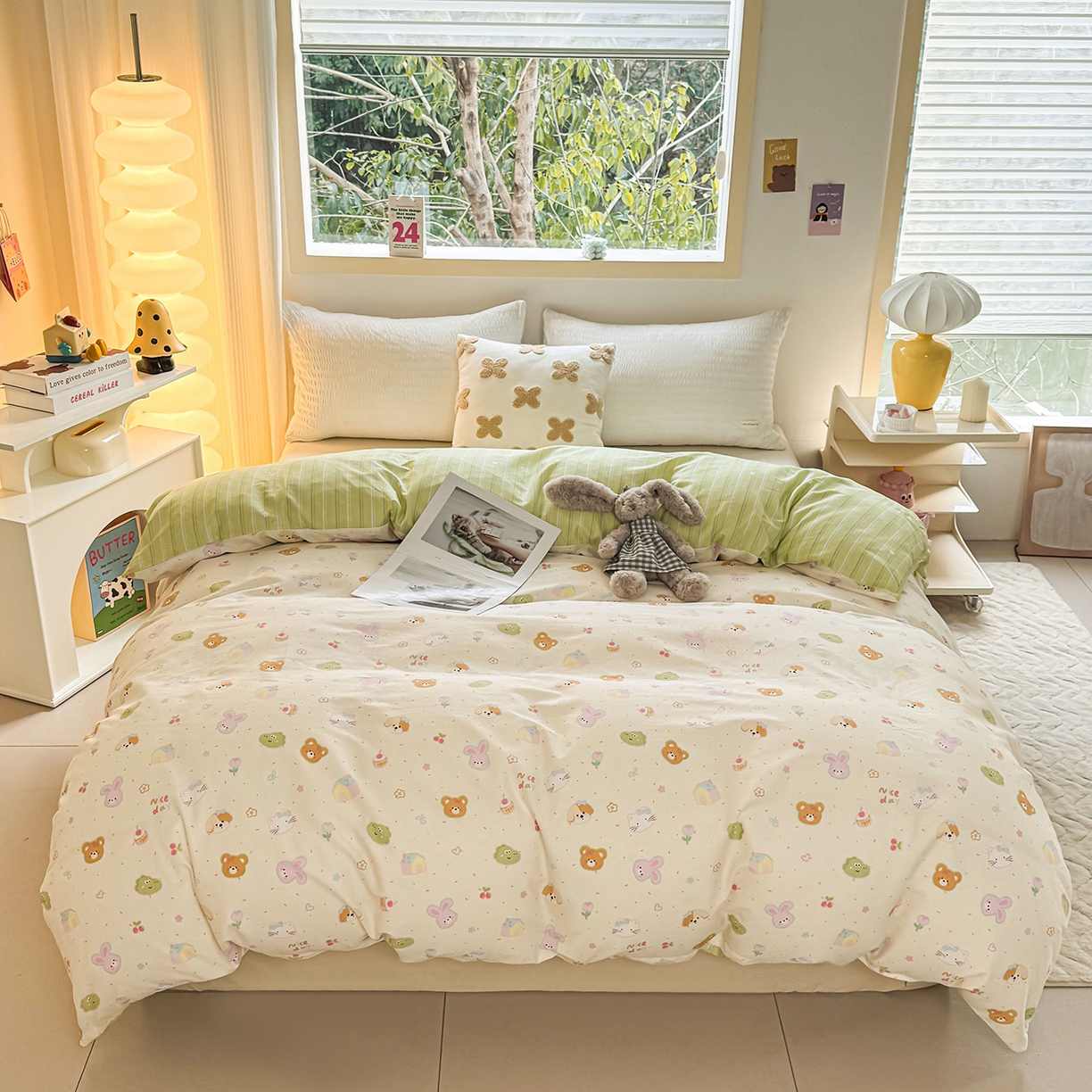 91家纺网 家纺一手货源 找家纺 小蓝孩家纺 2026新款12868全棉印花单被套(联系商家可打折，尺寸可定制) 假日小狗