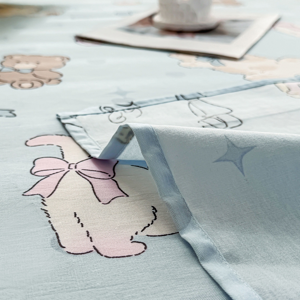 91家纺网 家纺一手货源 找家纺 小蓝孩家纺 2026新款12868全棉印花单被套(联系商家可打折，尺寸可定制) 奶油阿布-蓝